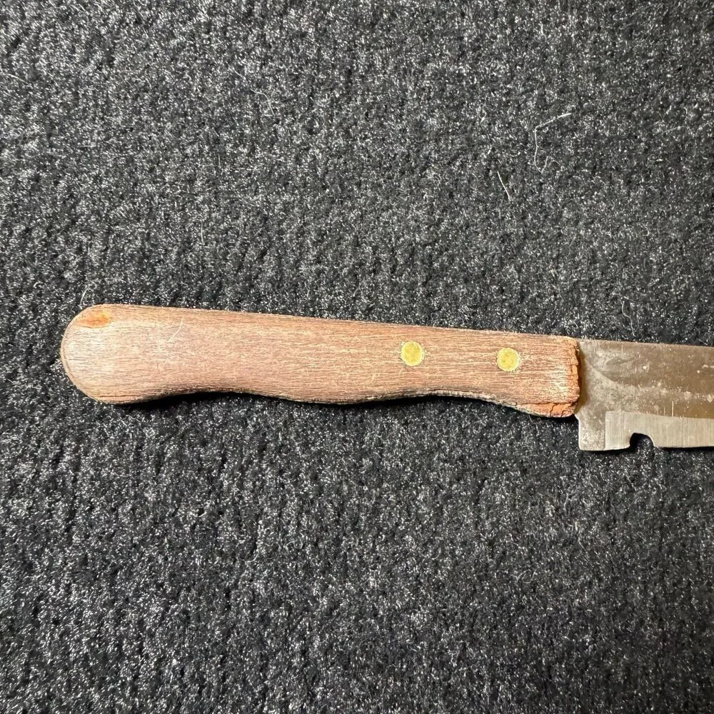 Vintage Ekco Eternal Stainless Steel Utility Knife Wood Handle Brass Rivets USA